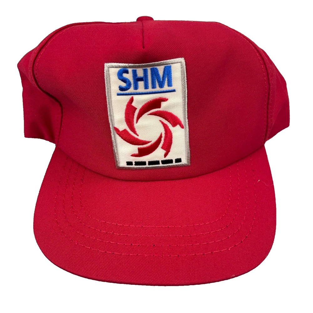 Vintage SHM Trucker Hat Cap Snapback Red Made In USA 90s Trucking Adjustable